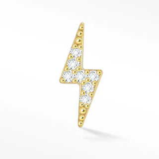 Flat back earring diamond lightning bolt 14k yellow gold