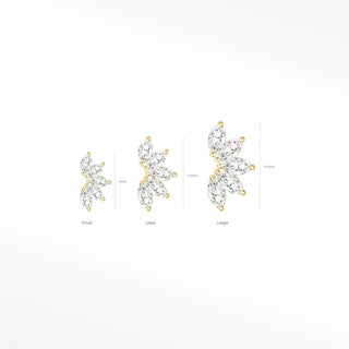 Flat back earring moissanite lotus 14k yellow gold infuse your style with captivating brilliance
