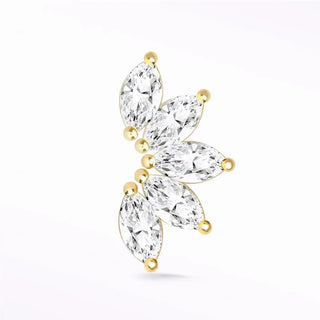 Flat back earring moissanite lotus 14k yellow gold - 14k