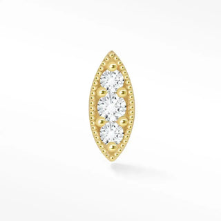 Flat back earring diamond marquise 14k yellow gold - 14k