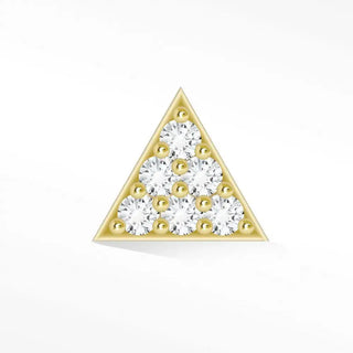 Flat back earring diamond medium pyramid 14k yellow gold