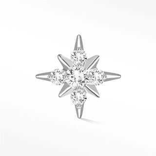 Flat back earring diamond shining star 14k white gold - 14k