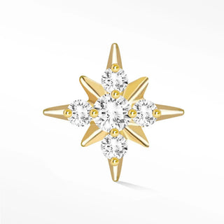 Flat back earrings shining star diamond 14k yellow