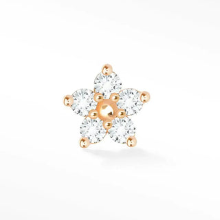 Flat back earring diamond small buttercup 14k rose gold - 14k