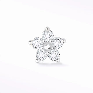 Flat back earring diamond small buttercup 14k white gold - 14k