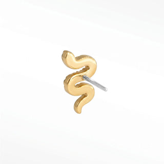 Flat back earrings snake diamond 14k yellow