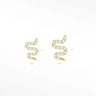 Flat back earrings snake diamond 14k yellow