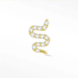Flat back earring diamond small snake 14k yellow - 14k gold