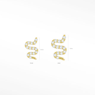 Flat back earrings snake diamond 14k yellow