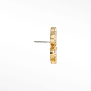 Flat back earrings snake diamond 14k yellow