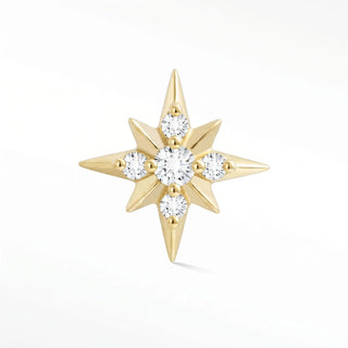 Flat back earrings shining star diamond 14k yellow