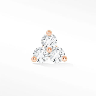 Flat back earring diamond trinity med 14k rose