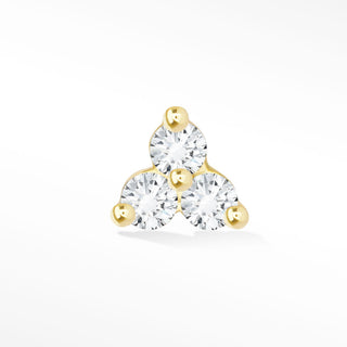 Flat Back Earring Diamond Trinity Med 14k Rose