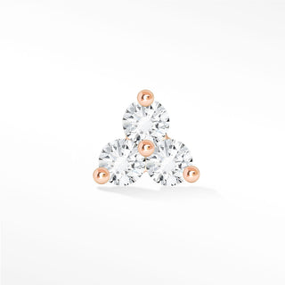 Flat back earring diamond trinity med 14k rose