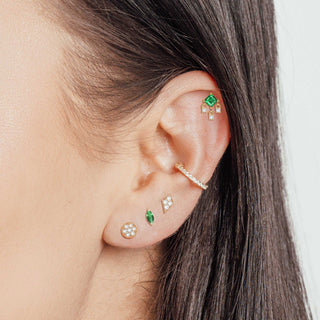 Flat Back Earring Emerald 14k Yellow Gold - Nina Wynn