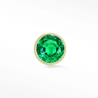 Flat back earring natural emerald bezel 2.5mm 14k yellow gold - 14k