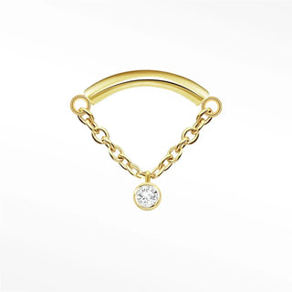 Flat back earring hidden helix dangle diamond bezel 14k yellow gold - 14k