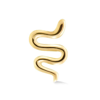 Flat back earring large snake 14k yellow - 14k gold / single