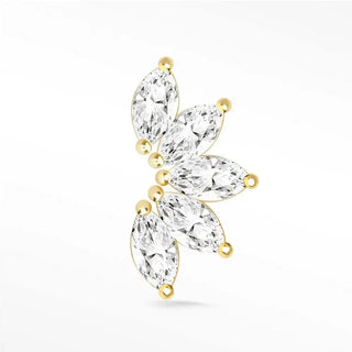 Flat back earring moissanite lotus 14k yellow gold - 14k