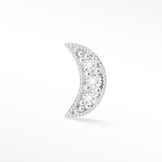 Flat Back Earring Moon Diamond 14k White - Nina Wynn