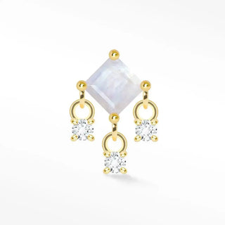 Flat back earring natural moonstone 14k yellow gold
