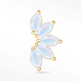 Flat back earrings lotus moonstone 14k yellow