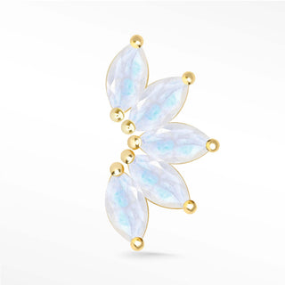 Flat back earrings lotus moonstone 14k yellow