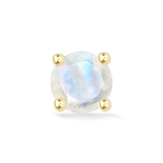 Flat back earring moonstone natural gemstone 2mm 14k rose