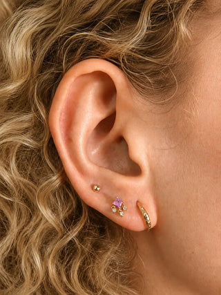 Flat back pink sapphire 14k yellow gold introduce a splash of color