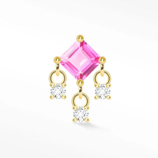 Flat back earring natural pink sapphire 14k yellow gold