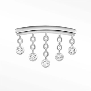 Flat back earrings 5 raindrops diamond 14k white