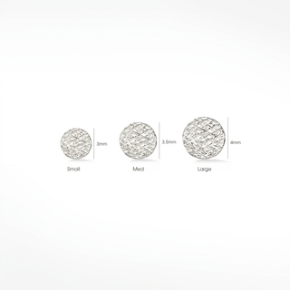Flat back earrings florentine round 14k white
