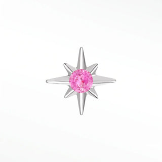 Flat back earrings shining star ruby 14k white