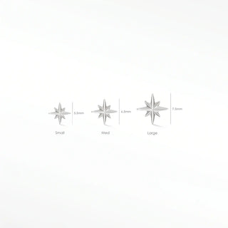 Flat back earrings shining star 14k white