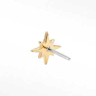 Flat back earrings shining star 14k yellow