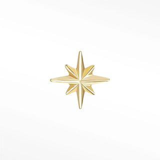 Flat back earrings shining star 14k yellow