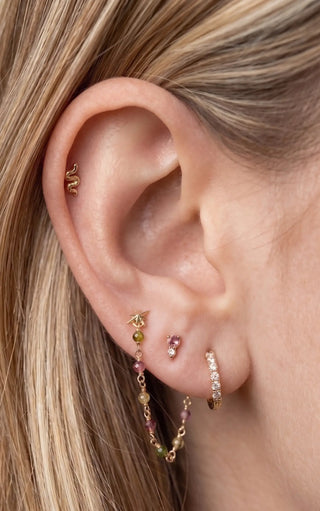 Flat back earrings shining star 14k yellow