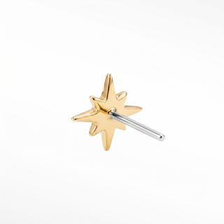 Flat back earrings shining star 14k yellow