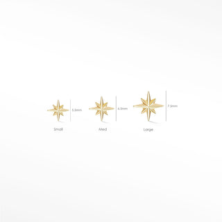 Flat back earring diamond shining star 14k yellow gold your guiding light illuminate style