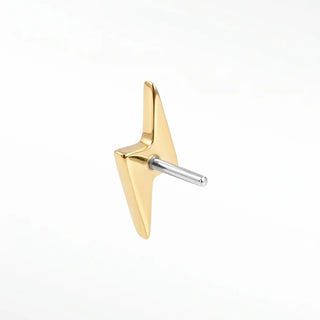 Flat back earrings lightning bolt 14k yellow