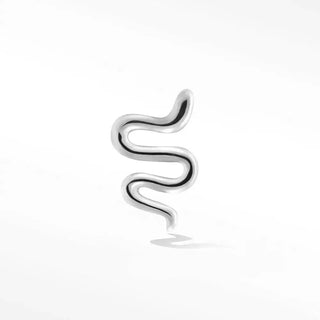 Flat back earring small snake 14k white - 14k gold / single