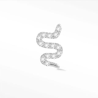 Flat back earrings snake diamond 14k white