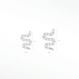 Flat back earrings snake diamond 14k white