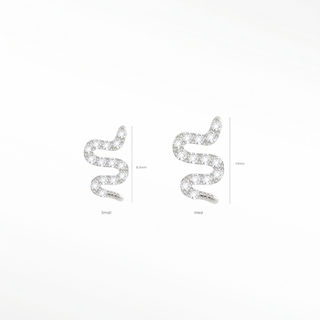 Flat back earrings snake diamond 14k white