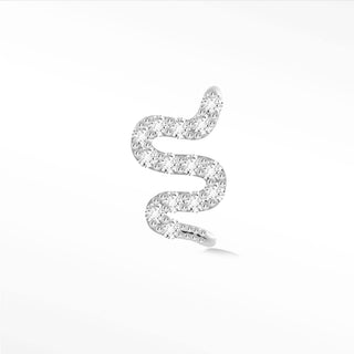 Flat back earrings snake diamond 14k white