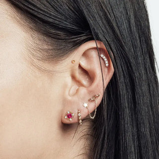 Flat back earring sphere 2mm 14k white - 14k gold
