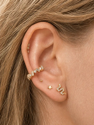 Flat back earring star crossed 14k yellow gold elevate your style with the delicate and timeless