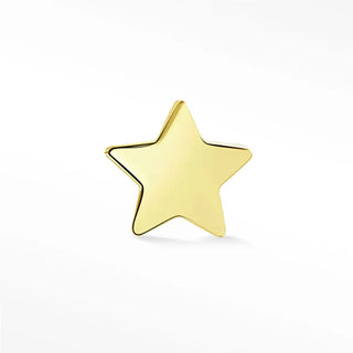 Flat back earring star crossed 14k yellow gold - single