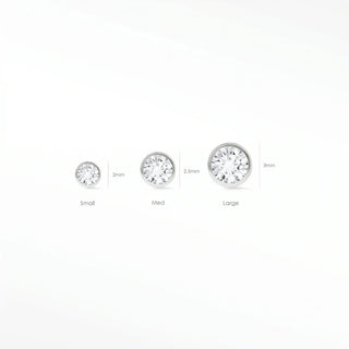 Flat back earrings bezel diamond 2mm 14k white