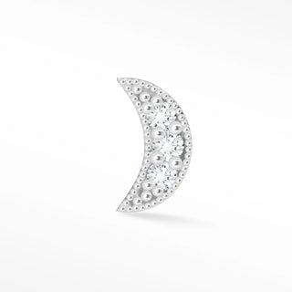 Moon flat back earrings, in 14k white gold, diamond, stone size 1mm, a minimal crescent 